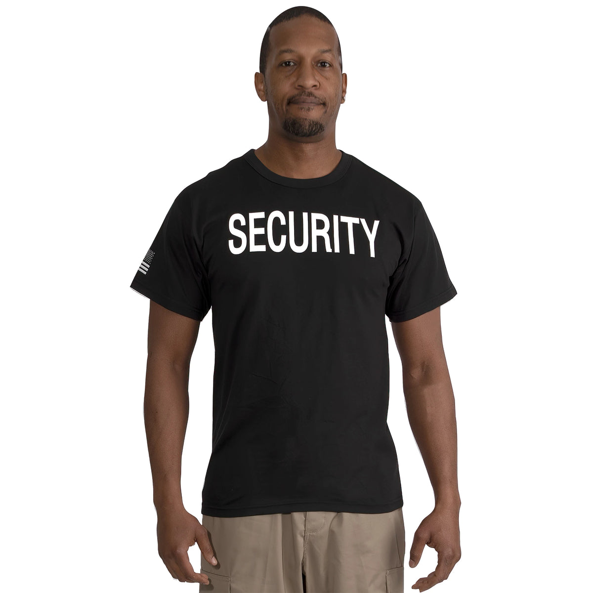 Rothco 2-Sided Security T-Shirt with US Flag On Sleeve - Black