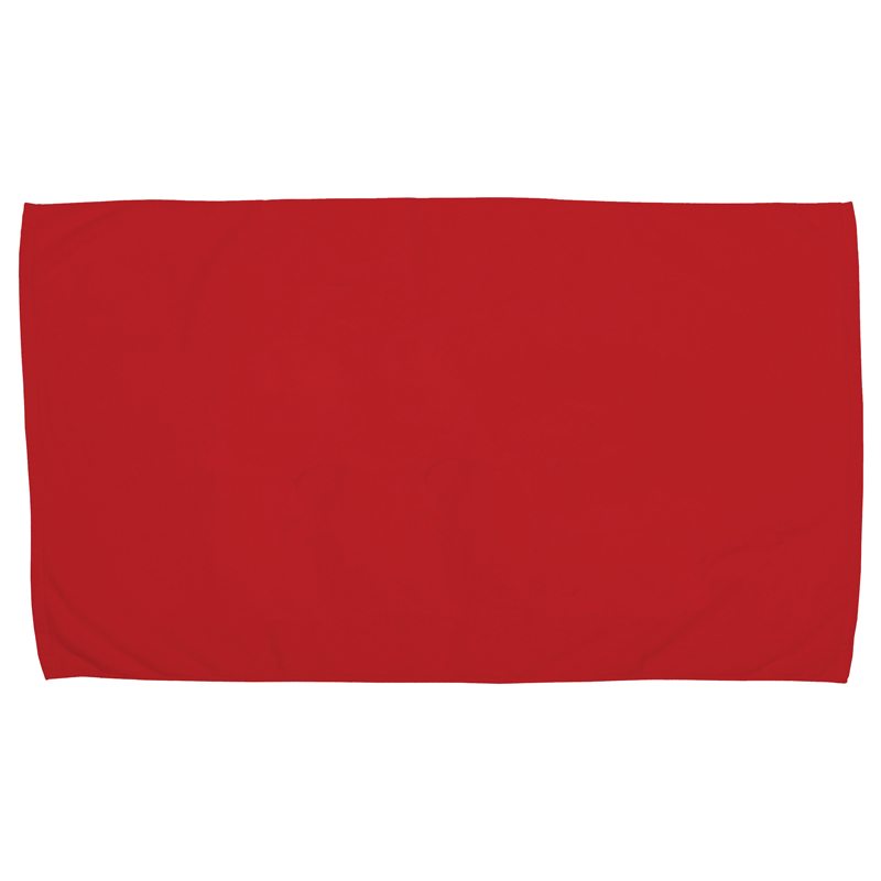 The Pro Towels Small Beach Towel is a plain red rectangular cloth with no visible markings or designs, offering a simple and versatile style.