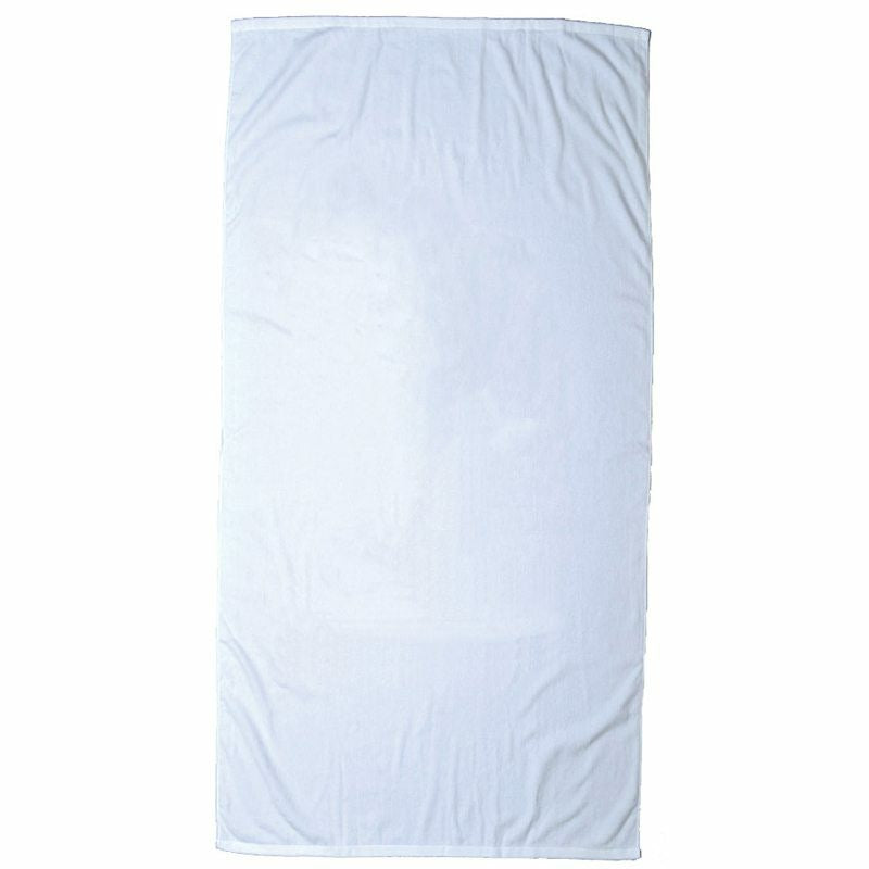 The Pro Towels Beach Towel - Platinum Collection, a large heavyweight cotton towel in plain white, is laid flat on a white background, displaying its soft texture with visible creases and slight wrinkles.