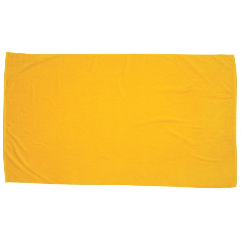 The Pro Towels Colored Beach Towel - Diamond Collection features a large, plain yellow design laid flat on a white background, ideal for custom embroidery or sourcing as wholesale beach towels.