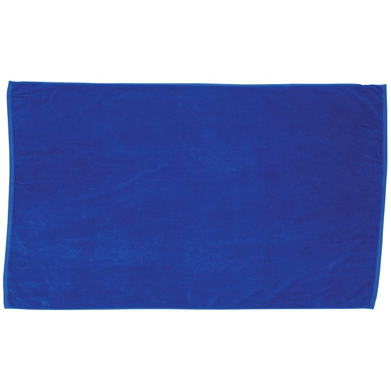 The Pro Towels Colored Beach Towel - Diamond Collection, featuring a plain rectangular blue design, is laid out flat on a white background—ideal for custom embroidery.