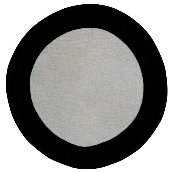 The Pro Towels Hockey Puck Shaped Sport Towel features a fiber reactive design with a light gray center and thick black border, making it perfect for hockey tournaments or as a unique sport towel for hockey fans.