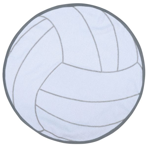 The Pro Towels Volleyball Shaped Sport Towel features a fiber reactive design with light gray curved lines outlining white panels, making it ideal for custom logo or promotional towels at volleyball sport events.