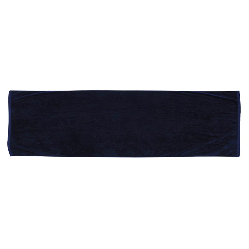 A Pro Towels Fitness Towel in dark navy blue is displayed flat on a white background.