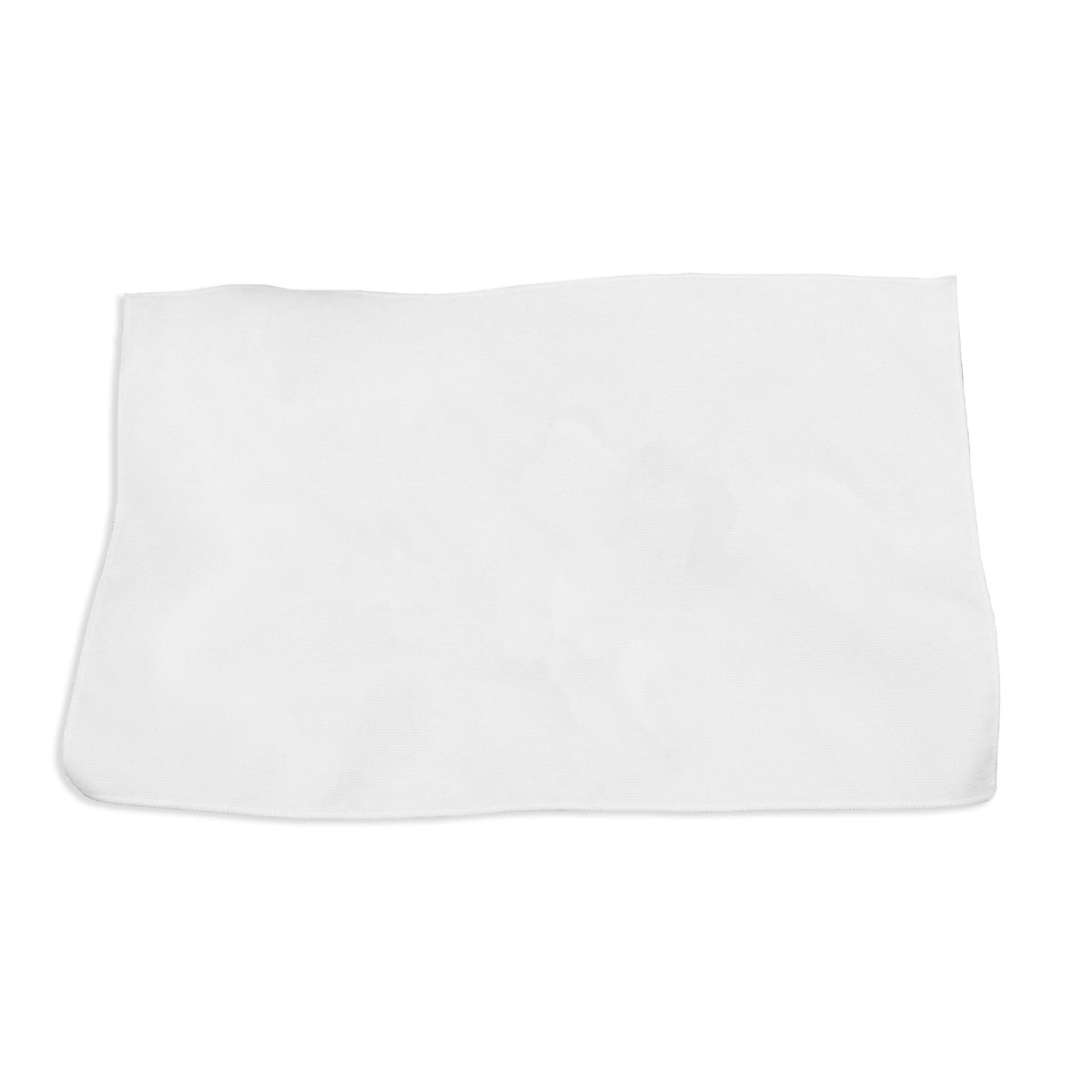 The Pro Towels Microfiber Sports Towel, a plain white rectangular towel, lies flat on a white background—ideal for sublimation and perfect as a promotional giveaway.