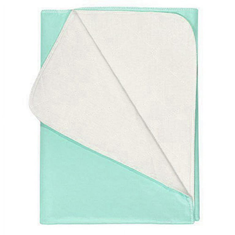 The KSE Twill Underpads - 10 oz. (34 x 36) feature a light blue reusable design with a white absorbent top layer, partially folded at one corner—an ideal incontinence solution.