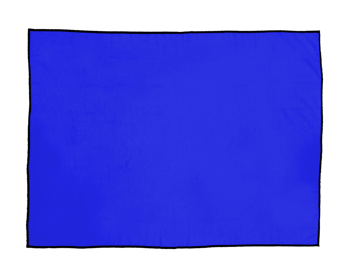 The Pro Towels Sand Repellent Beach Blanket is a plain, bright blue rectangular blanket with a black border, shown on a white background—ideal for custom embroidery or use as a sand-repellent beach accessory.