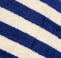 Close-up of the Oxford Playa 2x2 Cabana Pool Towel by Ganesh Mills, featuring soft navy blue and white diagonal stripes with a plush, fuzzy texture.