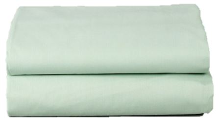 A KSE Pillowcase - T180 Solid Color (Sea Foam) is neatly stacked on a white background, making it ideal for commercial bedding needs.