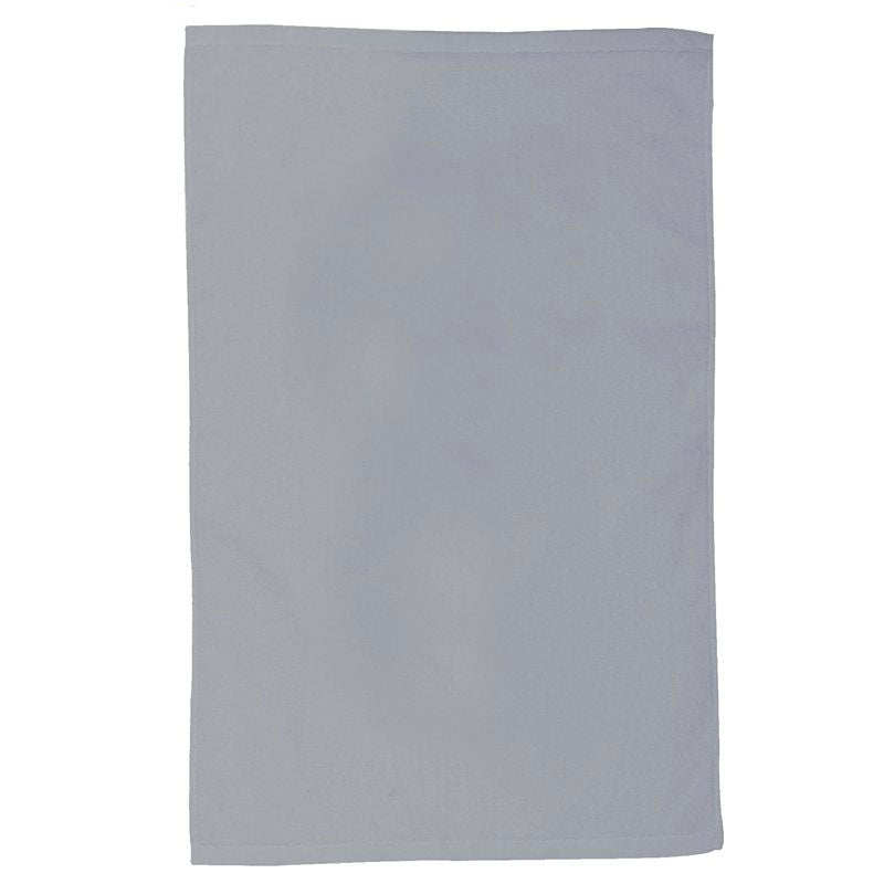 The Pro Towels Jewel Collection Sport Towel is a plain, light gray rectangular towel with neatly stitched edges—ideal for custom embroidery or use as a rally towel on game day.