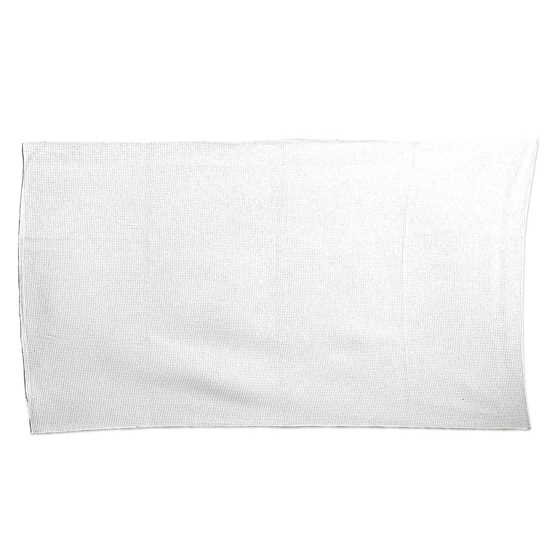 The Pro Towels Waffle Weave Beach Towel, featuring a white rectangular shape, quick-drying material, and neatly finished edges, is displayed flat on a plain background to highlight its simple textured design.