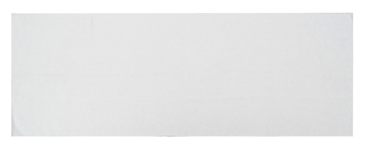 A smooth, white rectangular Yoga Mat Fitness Towel by Pro Towels, photographed on a white background—perfect for sublimation or versatile use during fitness routines.