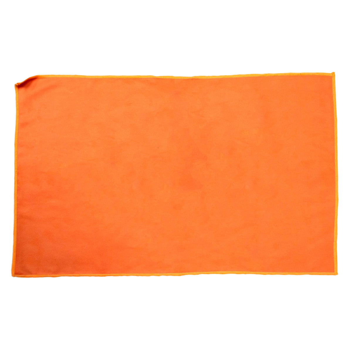 The Pro Towels Yoga Workout & Sports Towel, rectangular and orange with neatly finished edges, is shown laid flat on a white background. Its smooth surface makes it perfect for imprinting or use during yoga and workouts.