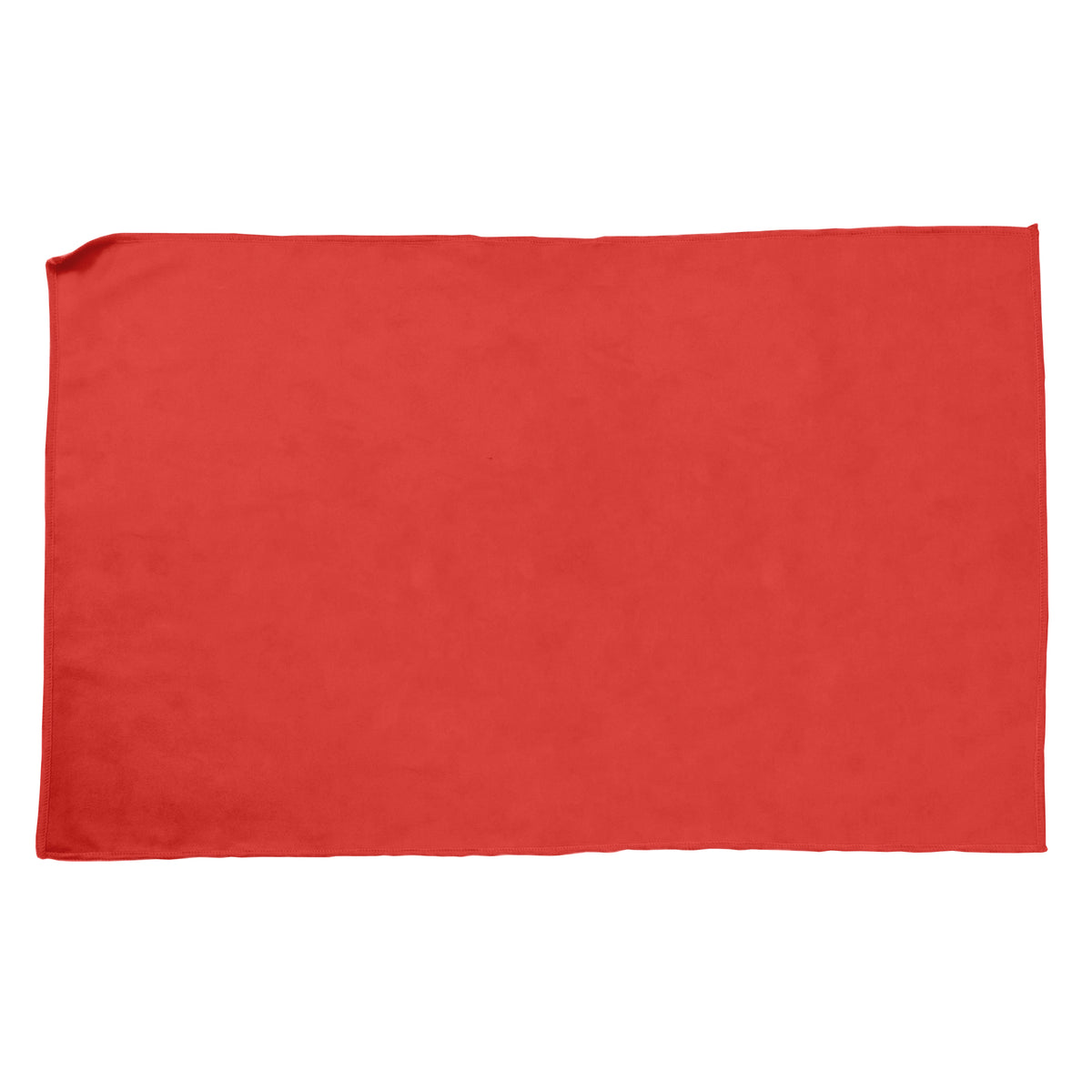 The Pro Towels Yoga Workout & Sports Towel, a plain red rectangle, lies flat on a white background—ideal for yoga sessions and ready for custom imprinting.