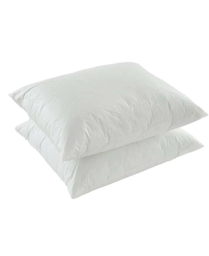 A stack of white pillows, each protected by the Bargoose AllergyCare™ Cotton Allergen Barrier Pillow Protector for added cleanliness and comfort.