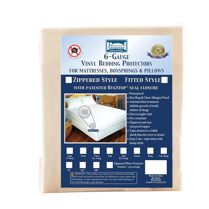 Bargoose BedBug Solution™ 6 Gauge Vinyl Zippered Pillow Protectors (Pack of 2) provide waterproof, allergen, and bed bug protection. Matches other zippered bedding protectors and fits various pillow sizes.