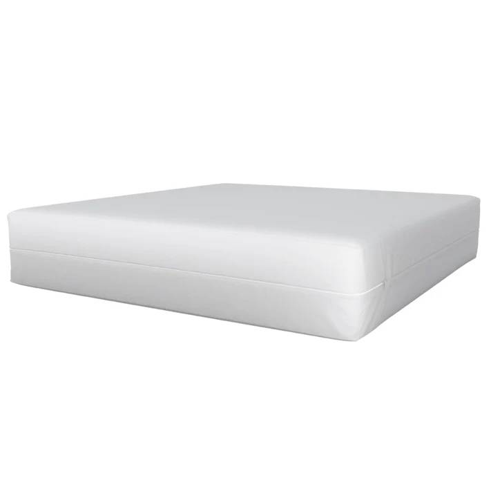 The Bulk Linen Supply 3 Ply Quilted Waterproof Mattress Pad with 16 Fitted Skirt is shown from a slightly angled side view against a white background.
