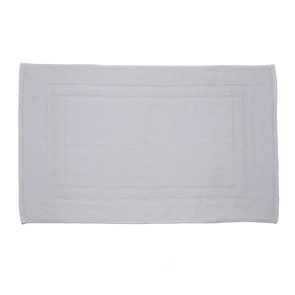 A rectangular, light gray Dobby Towel from the Martex Sovereign collection by WestPoint Home features a simple double-banded border and durable Intelliweave construction, shown on a white background.