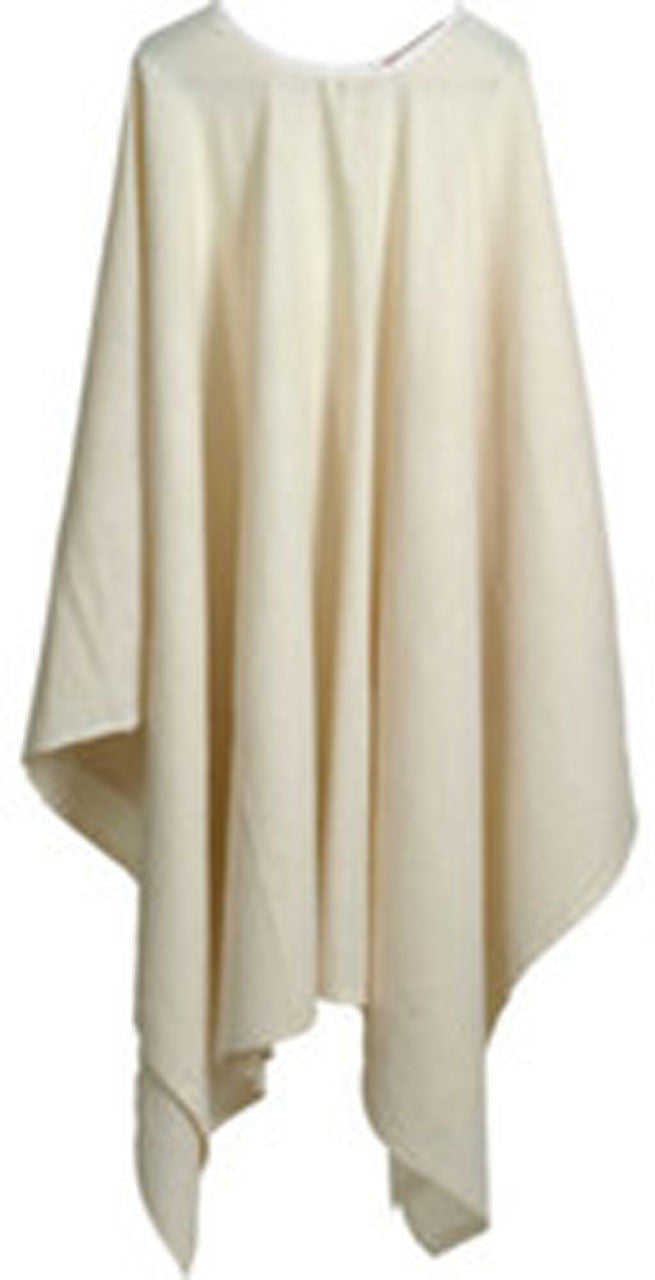 The KSE Poncho Blankets (Unbleached) feature a cream color, loose draped fit, and pointed hem edges, shown on a white background.