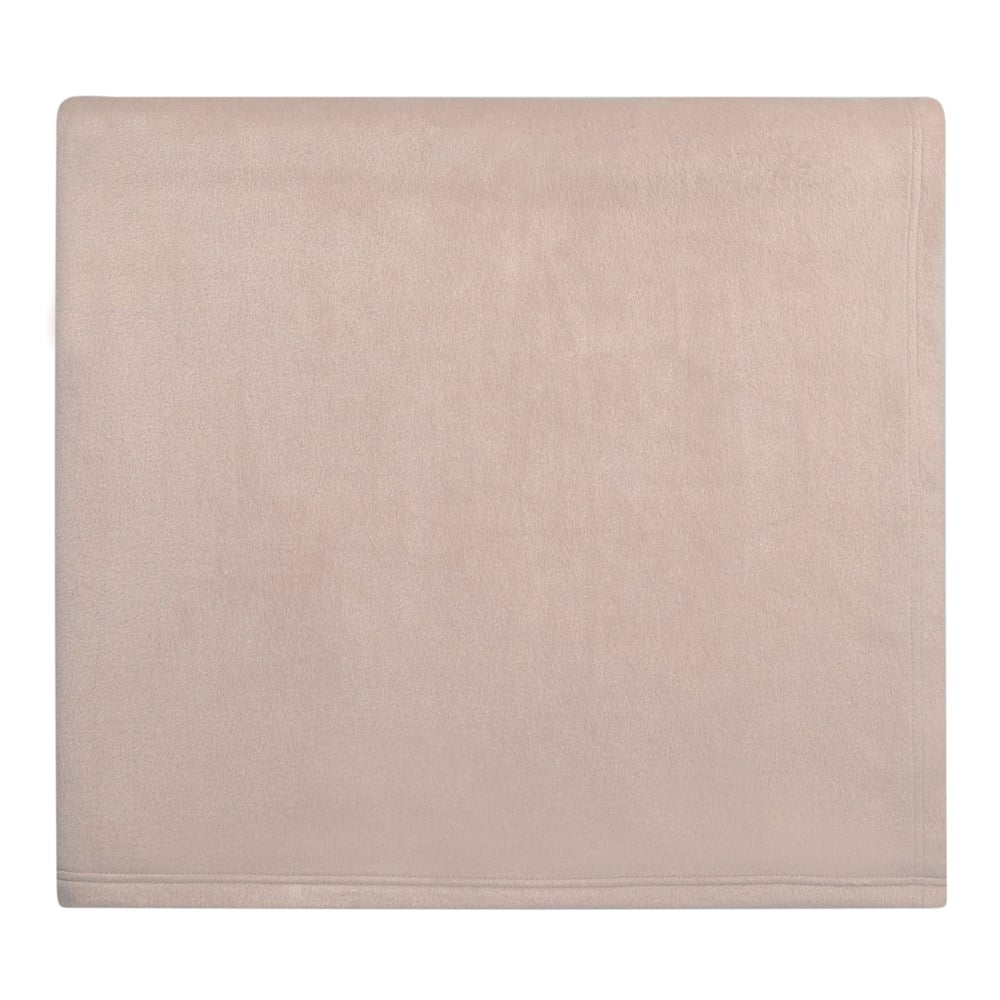 A lightweight, rectangular Martex - Super Fleece Blanket by WestPoint Home in plain light beige is neatly spread out on a white background.