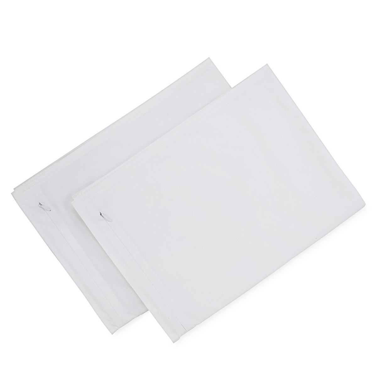 Two large, flat, transparent zippered bags—perfect for storing Mattress Pad Fitted - The Clean Essentials T200 Mattress Pad by WestPoint Home—overlap on a white background.