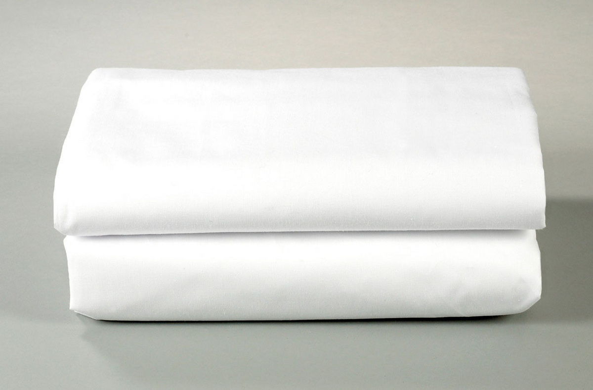 A Thomaston Mills Flat Sheet - 300 Thread Count, made from 100% ELS cotton, is neatly folded and displayed on a light gray surface.