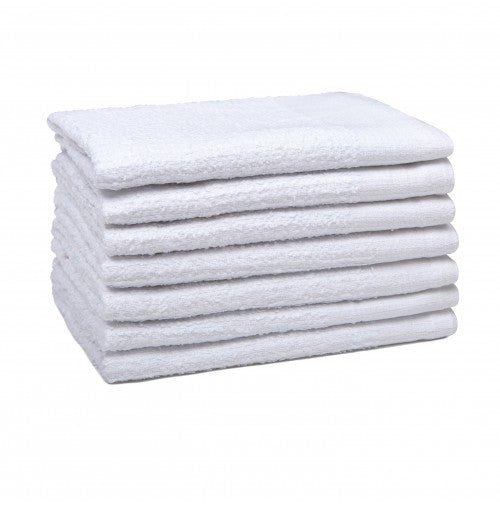 A neatly stacked pile of six folded Wholesale Bar Mop Towels by Intralin is displayed on a plain white background.