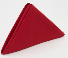 The Calderon Textiles Prisma Napkin, shown neatly folded in a standing triangle on a white background, highlights its durability and stain resistance—ideal for everyday use.