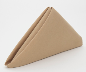 The Prisma Napkin by Calderon Textiles is shown neatly folded into a standing triangle on a plain white background, highlighting its elegant design and durability.