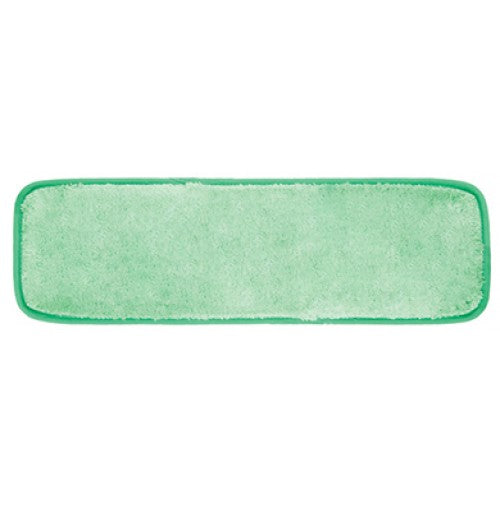 The KSE Microfiber Dust Mop Pads - Folded Over Edge, rectangular and green with rounded corners, are shown from above on a white background—perfect for commercial cleaning or wholesale use.