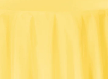 A close-up of yellow fabric with soft vertical folds, resembling the subtle draped effect of the Ganesh Mills Tablecloth - Oxford Blend Satin Band Table Linen.