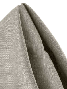 A close-up of a neatly folded Ganesh Mills Napkin - 100% Spun Economy Cloth in light gray, featuring crisp edges and a triangular shape.