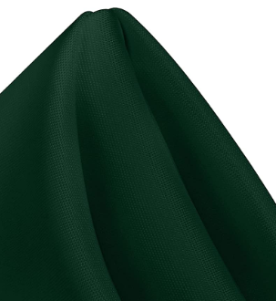A detailed view of a dark green MagicSpun polyester napkin by Ganesh Mills, folded into a neat, upright triangle and set against a plain background.