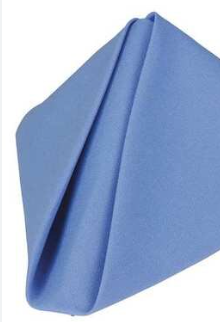 The Ganesh Mills Napkins - MagicSpun in blue, made from durable polyester and neatly folded into a triangle, feature a crisp, smooth finish—perfect for bulk use and displayed against a clean white background.