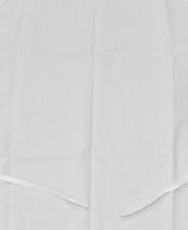 The Intralin Bib Apron-No Pocket is a plain white polyester apron with two waist ties, shown flat on a white background—perfect for buyers looking for quality wholesale aprons.