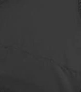 A close-up image of the black fabric surface of the Intralin Bib Apron- No Pocket, highlighting its subtle creases and folds that showcase the typical texture of economy aprons.