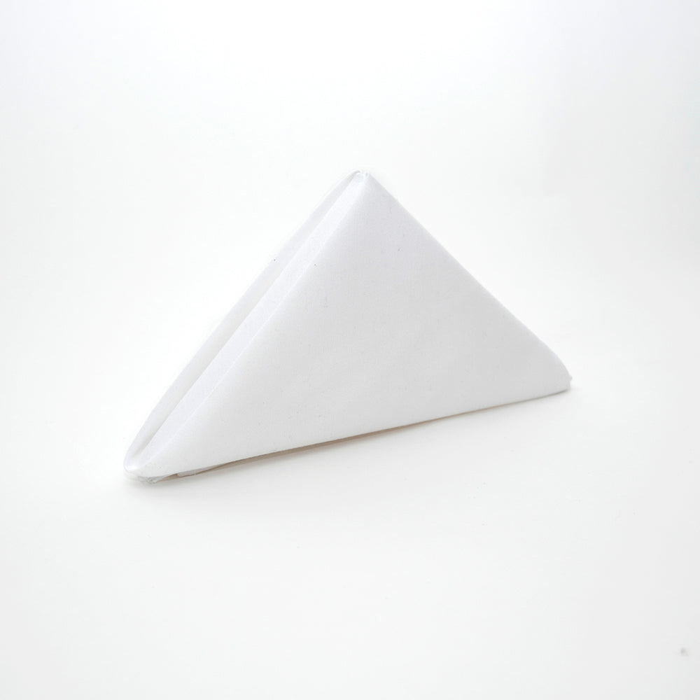 The Calderon Textiles Prisma Napkin is neatly folded upright in a triangle against a white background, showcasing its stain resistance and lasting durability.