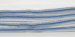 A close-up of Calderon Textiles Kitchen towels, folded with blue-stitched edges and stacked neatly. Their herringbone weave offers durability and a low-lint finish.
