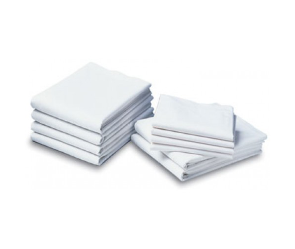 Two stacks of neatly folded Intralin Ribcord Bedspreads Concord placed side by side on a white surface.