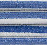 Close-up of the International Premium Wash Cloth by Calderon Textiles, made from 100% cotton, showcasing textured blue and white horizontal stripes with a woven, slightly rough surface typical of quality towels.