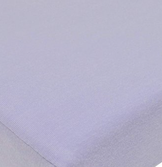 A close-up of smooth, light purple fabric from KSE's Knitted Bassinet and Crib Sheets, displayed on a rectangular surface.