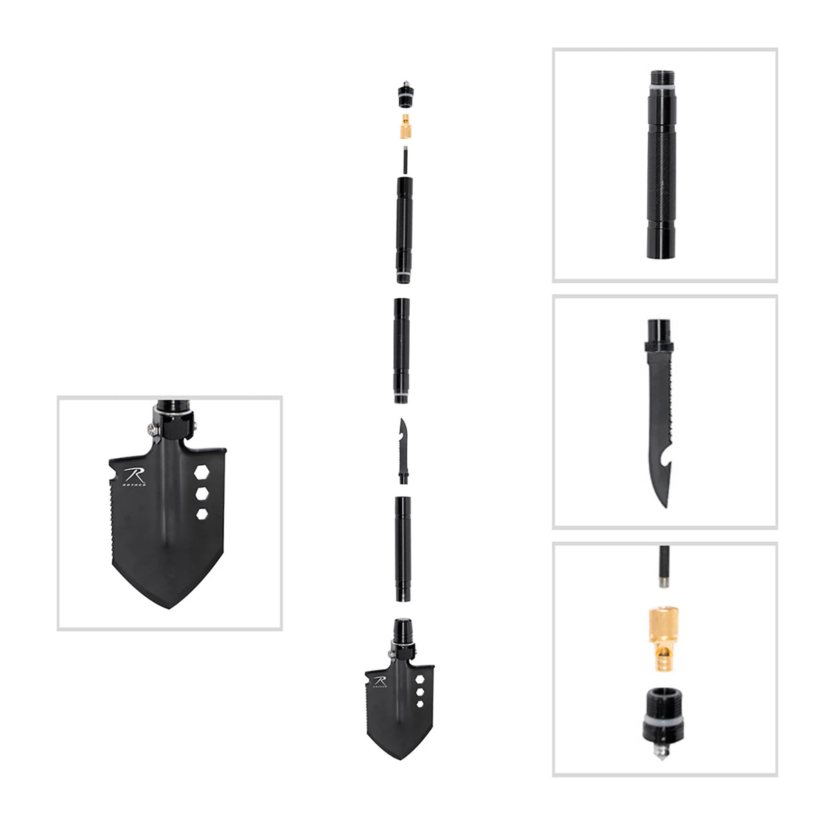 Rothco 8-in-1 Multi-Tool Survival Shovel / Portable Camping Entrenching Tool - Stainless Steel
