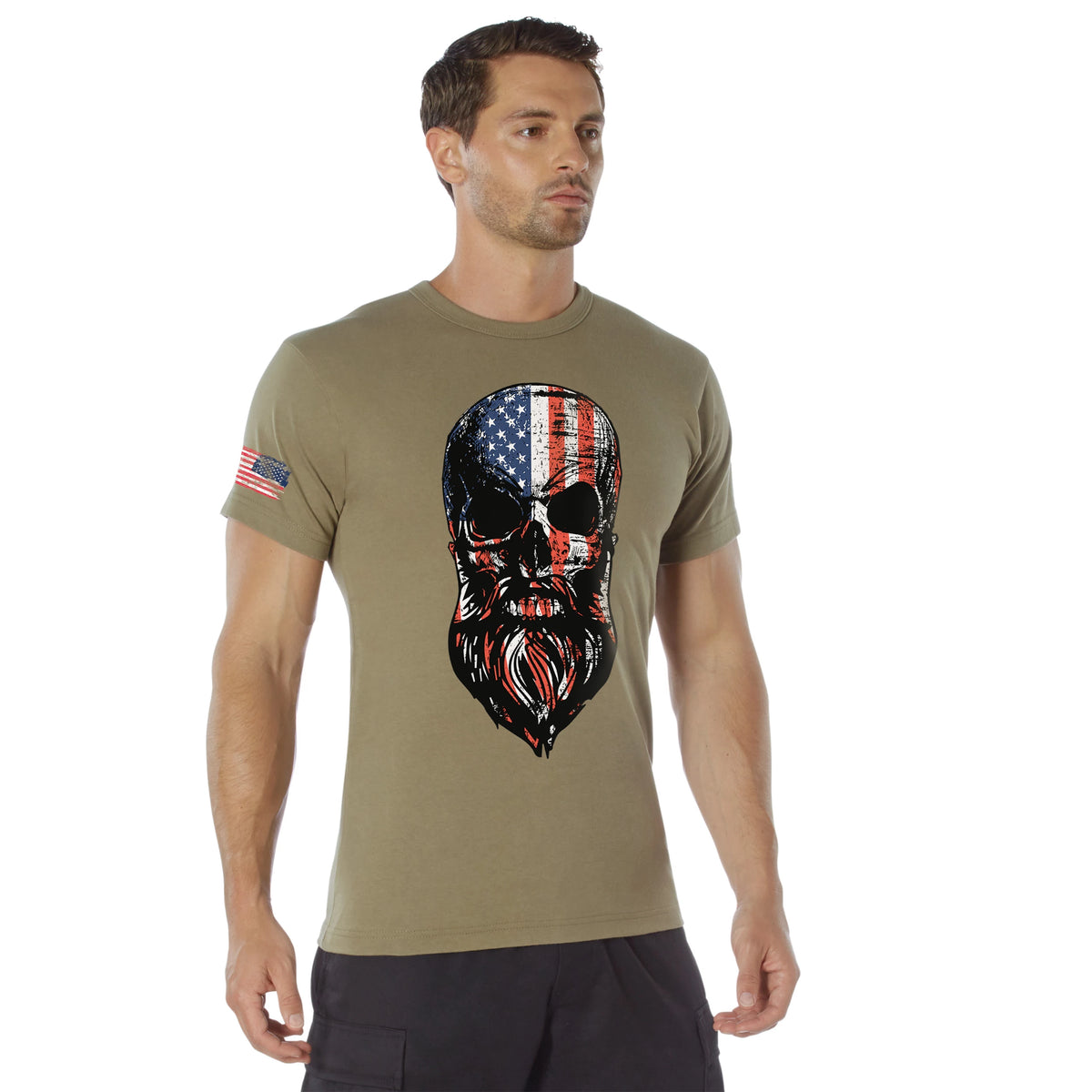 Rothco US Flag Bearded Skull T-Shirt
