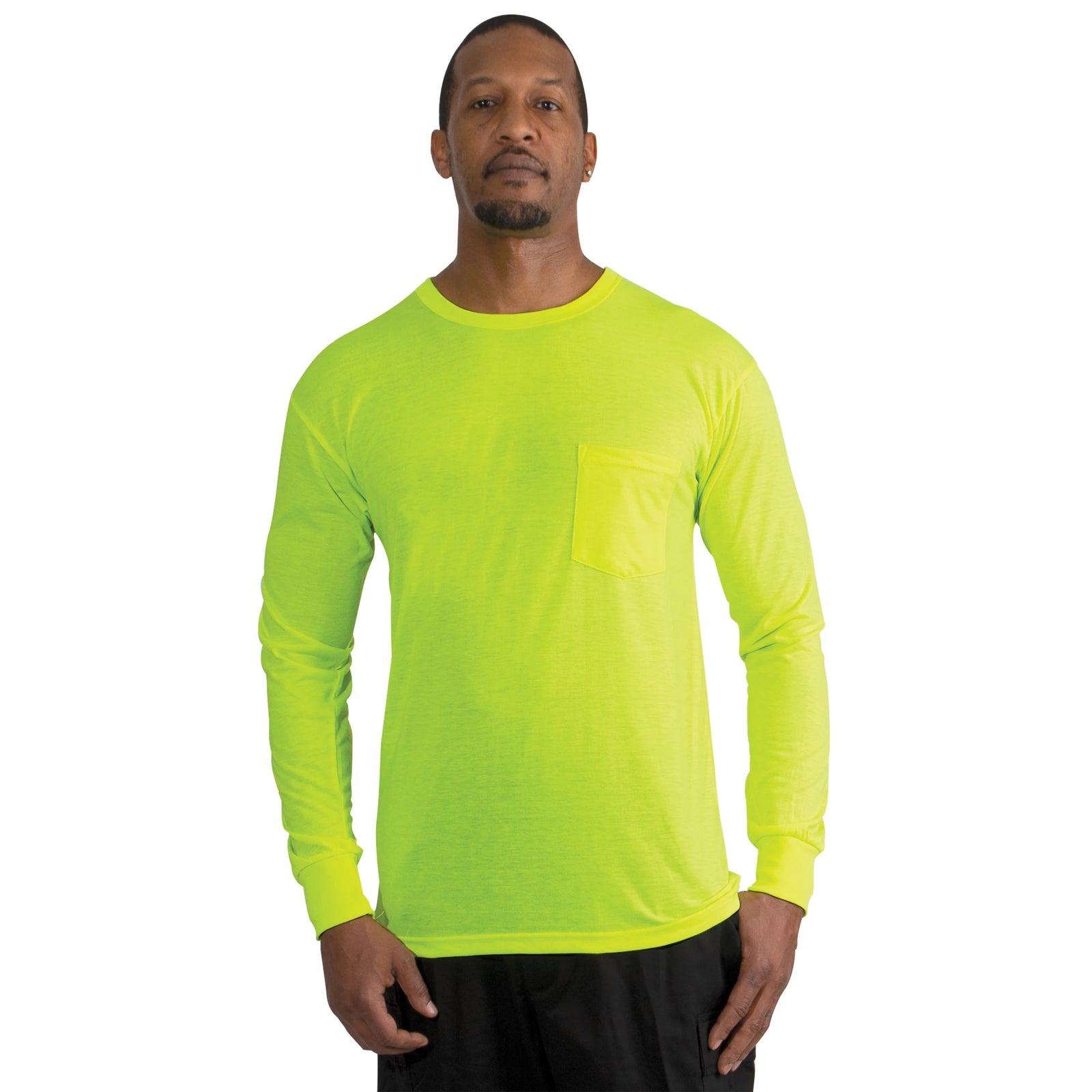 Rothco Moisture Wicking Long Sleeve Pocket T-Shirt - Safety Green