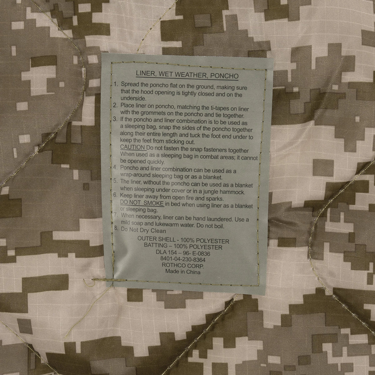 Rothco G.I. Type Camo Poncho Liner