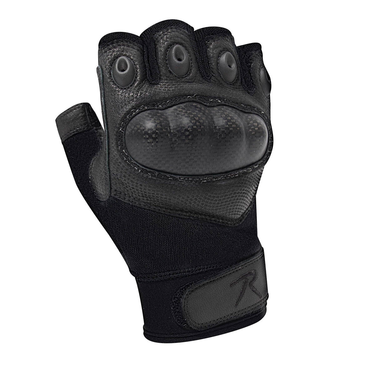 Rothco Fingerless Cut-Resistant Carbon Hard Knuckle Gloves - Black