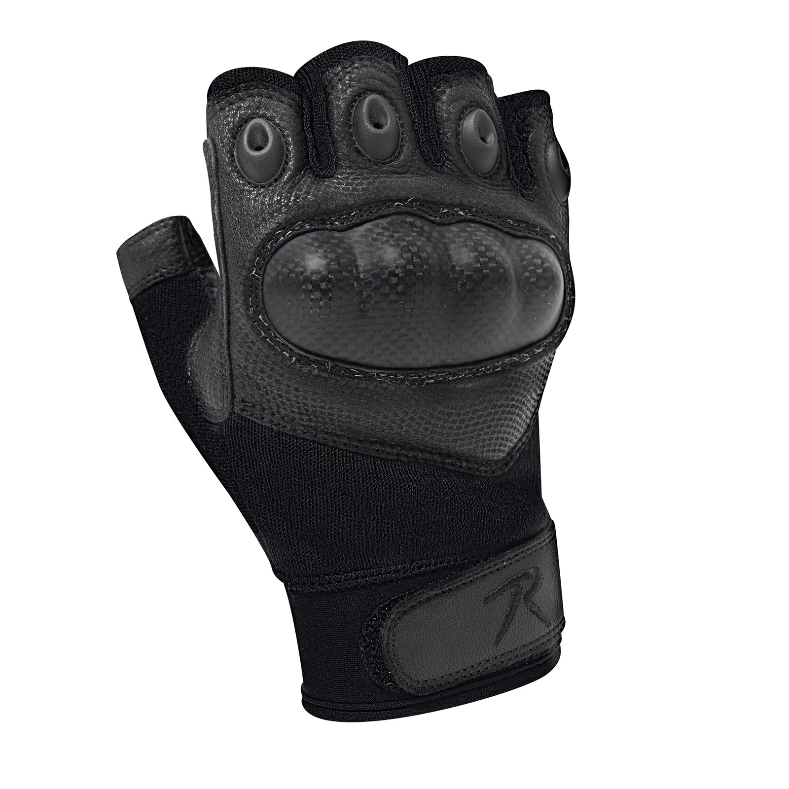 Rothco Fingerless Cut-Resistant Carbon Hard Knuckle Gloves - Black