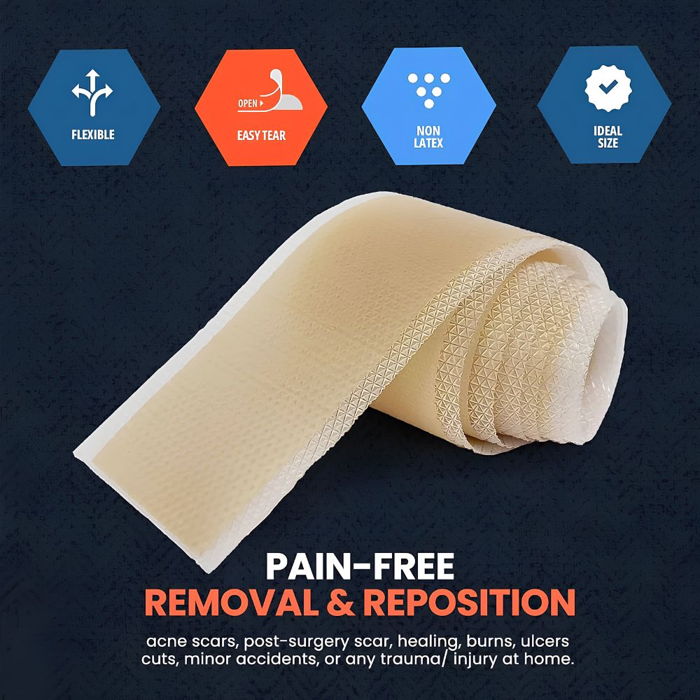 The Shield Line MedPride Easy-Tear Silicone Gel Tape Roll (1.5" x 1.6yds) is flexible, non-latex, easy to tear, and sized for versatile uses. Pain-free removal & repositioning make it ideal medical tape for sensitive skin.
