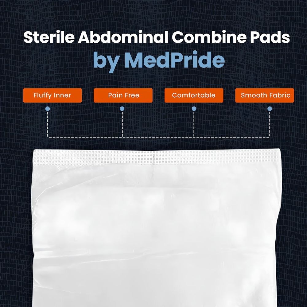 Shield Line MedPride Sterile Abdominal - ABD Combine Pads (5"x9" | 8"x10") offer fluffy, comfortable sterile dressings for heavy draining wounds—your trusted choice for superior abdominal care.