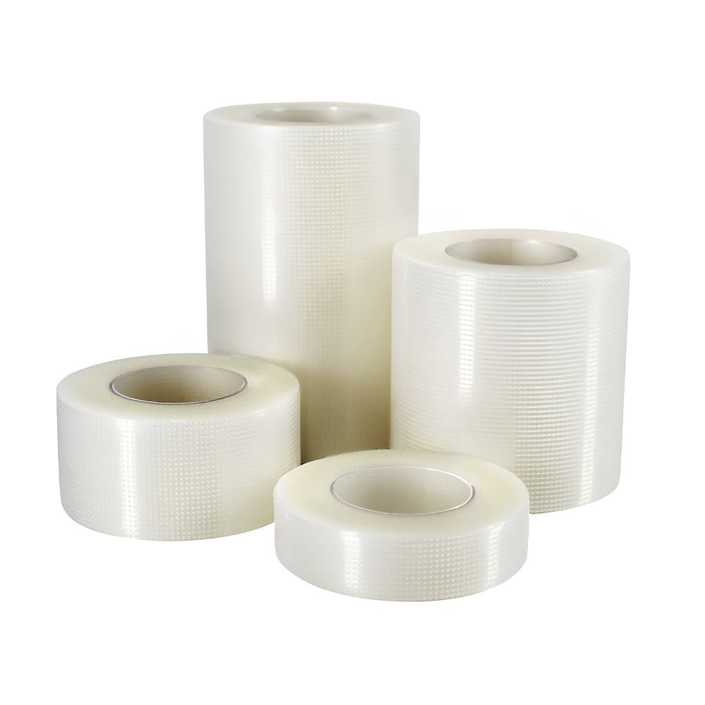 Four rolls of Shield Line MedPride Clear Surgical Tape—transparent medical tape in 1/2", 1", 2", and 3" widths, each 10 yards long—are arranged together on a white background.